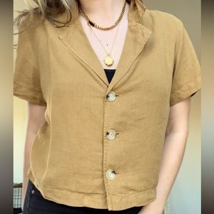Lou & Grey cropped button down short sleeve